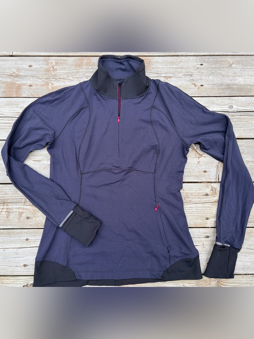 lululemon Women’s quarter-zip long sleeve top Navy stripe